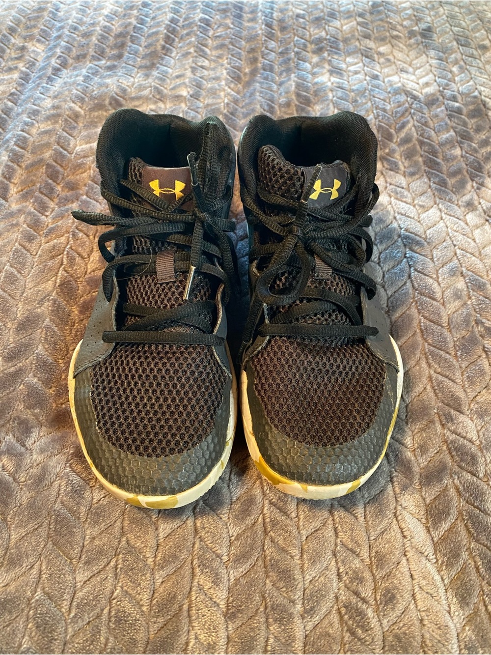 Under Armour Kids Black Sneakers with Yellow Accents